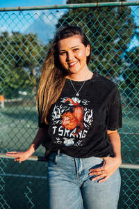 Frontpage: Tshirt with denglong- brown