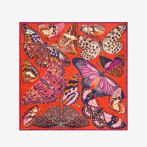 Inoui Editions - Papillon square 100% wool scarf in Red