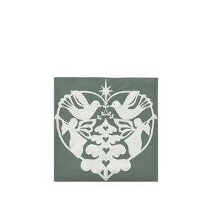Homeware: Paper Napkin - Nostalgia in Grape Leaf Green and Off White