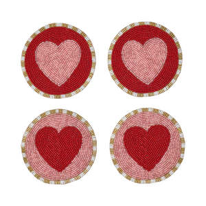 Annabel Trends: Beaded Coasters Set of 4 - Hearts