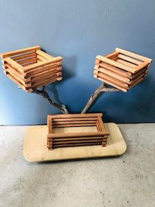 Accessories: Wooden plant stand - 3 planter box