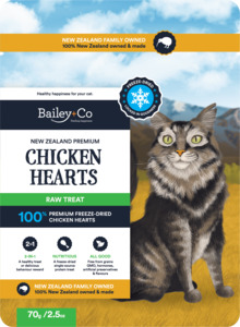 Bailey+Co Freeze Dried NZ Premium Chicken Heart Raw Cat Treat - 70g