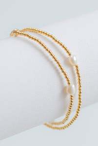 Styling 1: Double Wrap Pearl Bracelet | Gold