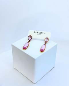 Tuesday Accessories: Teardrop Charm Earrings | Pink