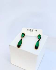 Tuesday Accessories: Teardrop Charm Earrings | Green