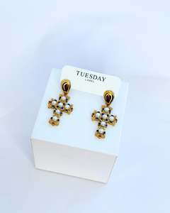 Vintage Cross Earrings | Gold