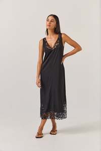 Liquid Slip Dress | Black Lace