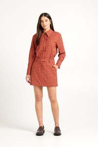 Goldie Mini Skirt | Brick Plaid