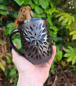 Obsidian Mug - Carved Awhi Ceramics