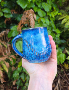 Products: Cosmic Blues Mug - Carved Awhi Ceramics