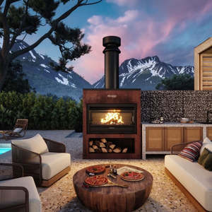 Masport Matakana 1200 Fire in Corten Cabinet with Flue Kit