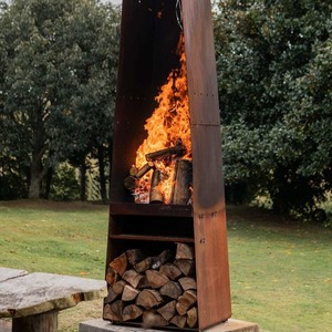 Pizza Ovens: Flare Martello Freestanding Corten Steel Outdoor Wood Fire