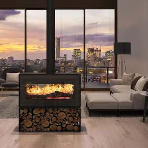 Heating Cooling: VisionLine Taurus Freestanding Double Sided Wood Fire Package