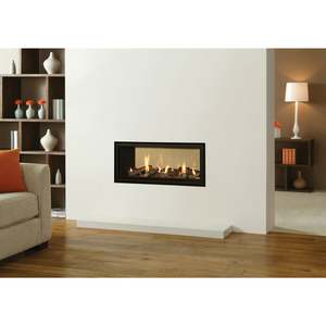 Gas Fires Heaters: Gazco Studio 2 Duplex Timber Cavity Package (includes Black Reeded Lining & Cool Wall Kit/Frame)