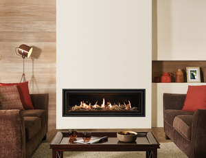Gas Fires Heaters: Gazco Studio 3 Timber Cavity Package (includes Black Reeded Lining, Log Set & Cool Wall Kit/Frame)