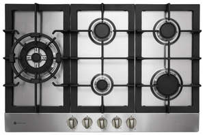 Parmco 770mm Stainless Steel 4 Burner+Wok Gas Hob HO-6-77S-4GW