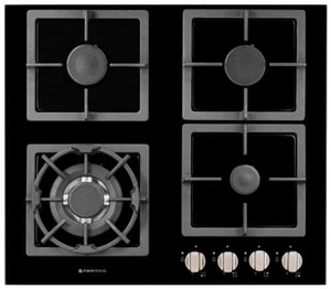 Parmco 600mm Black Glass 3 Gas Burners+Wok Hob HO-7-6G-3GW