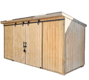 Sheds Cabins: XL Storage Shed 4.8m x 1.8m - Kitset, Double Barn Door