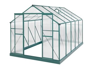 Sheds Cabins: Evergreen Greenhouse 8ft x 12ft Green 6mm