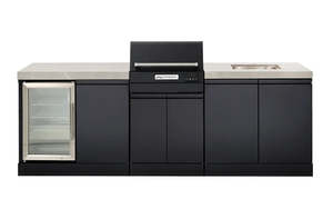 Outdoor Kitchens 1: Crossray TCEK-16 eXtreme Electric Outdoor BBQ Kitchen with Sink & Single Door Fridge