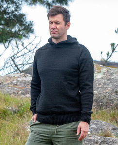 Menswear: Acrux - Wool Hoodie - Black