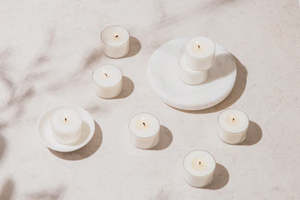 Candles Fragrances: Living Lights - 10pc Soy Tealights - 8HRS - Fragrance Free