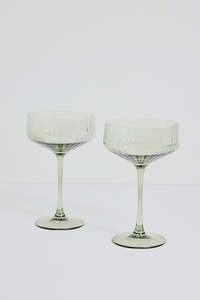 Set of 2 Olive Green Cocktail Glass