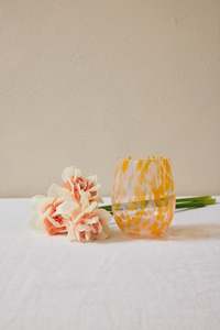 Stemless Orange White Splatter Wine Glass