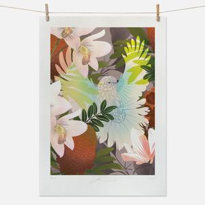 Tena Koe Cards: White Fantail & Banksia Boutique Print A4