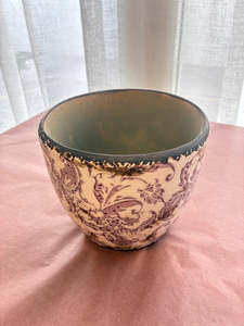 All Garden: Cream and Maroon Paisley Pot