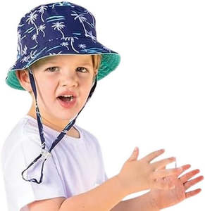 Sundaise - Devon Wide Brim Bucket Hat - Palm Trees 3-6 years