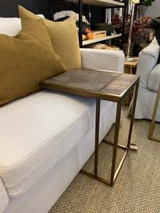 Parquet Elm Top & Metal Base Sofa Table