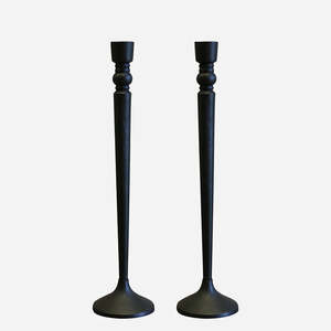 Lighting: Forged Style Matt Black Candlestick (1)