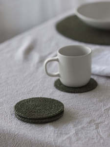 Newin: Woven Coaster S/4 - Olive 10cm dia