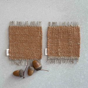 Loom Studio. Toffee Linen + Wool Woven Set of 2
