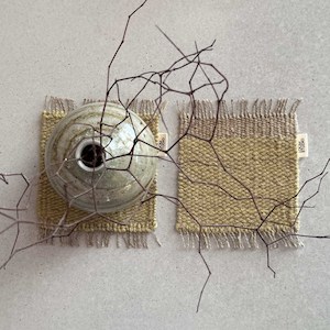 Homewares: Loom Studio. Soft Lime Linen + Wool Woven Set of 2