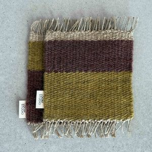 Homewares: Loom Studio. Plum/Olive Wool Woven Set of 2