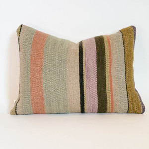 Homewares: Loom Studio. Handwoven Multi Stripe Cushion 50x35cm