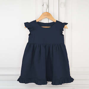 Girls Dress: Vintage Frill Dress - Navy