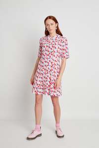 Fabrics Trims Viscose: Cherry Bomb dress - Cream