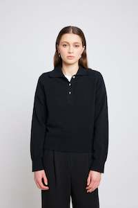 Home Game: Eliza long-sleeved polo - Black