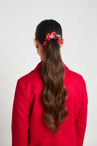 Silk: Mini scrunchie - Red floral