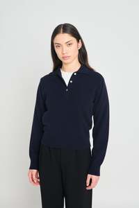 Eliza long-sleeved polo - Navy
