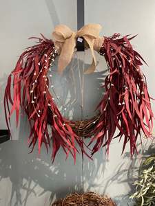 Dried Flowers: Red Eucalyptus Dried Wreath (Christmas)