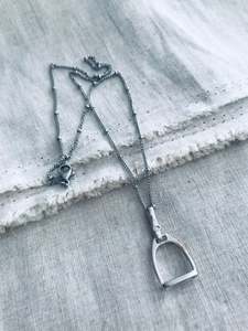 Equestrian: satellite chain stirrup pendant necklace