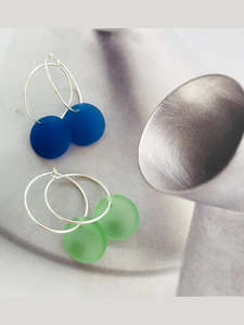 All Sterling Silver: Seaglass Wanderlust Concave Disc Globe Hoop