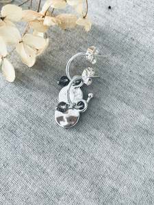 Sterling Silver Stud Huggies - Disc + Gem