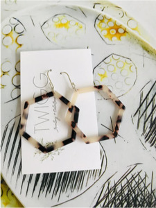 Tortoiseshell Hexagon Earrings