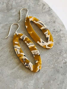 Mustard Acrylic Oval Earrings