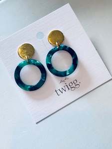 All Acrylic: Emerald Hoop Stud Earrings